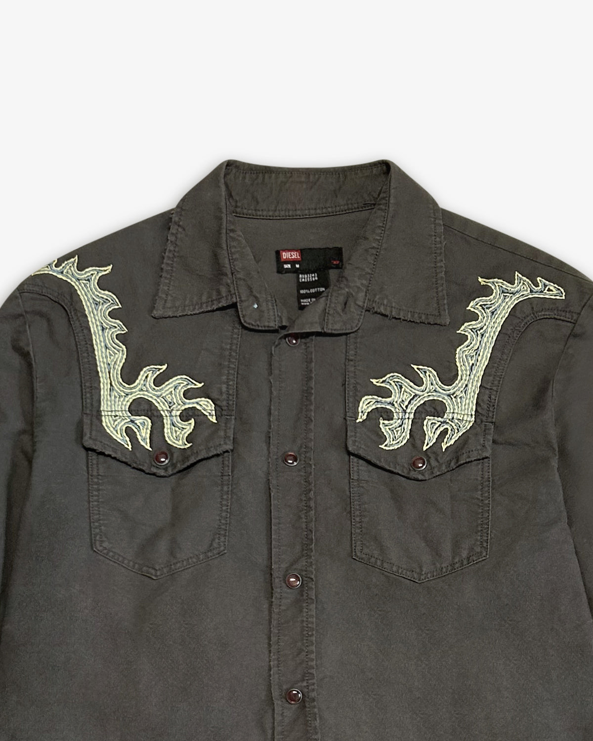 Diesel, Flame Embroidered Western Shirt