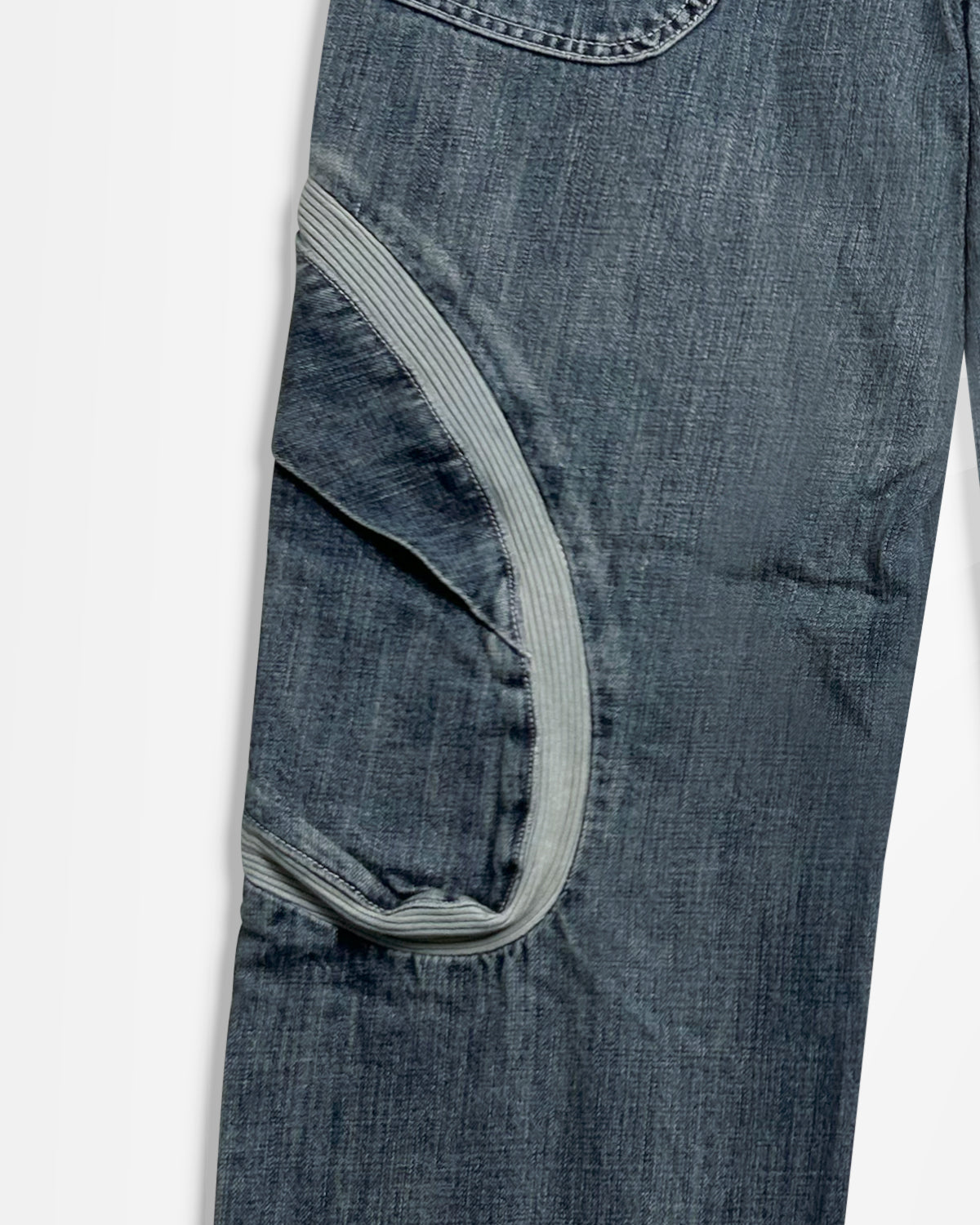 Lueder x Pull and Bear, Mid-Wash Ribbed Cargo Jeans