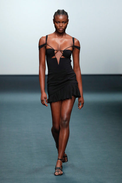 Nensi Dojaka, AW22 Asymmetric Ruched Mini Skirt