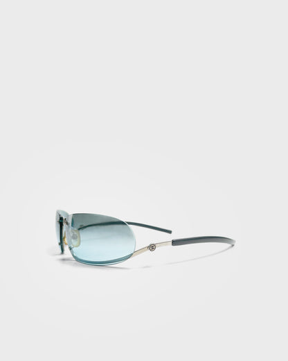 Chanel, Half-Rim Blue-Tint Sunglasses