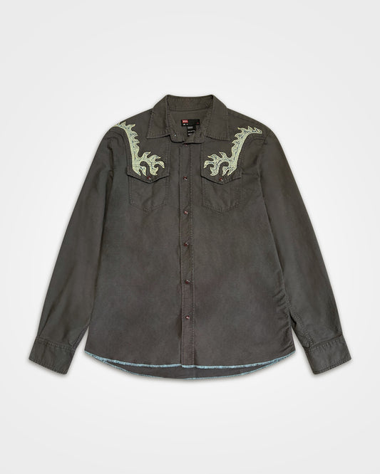 Diesel, Flame Embroidered Western Shirt