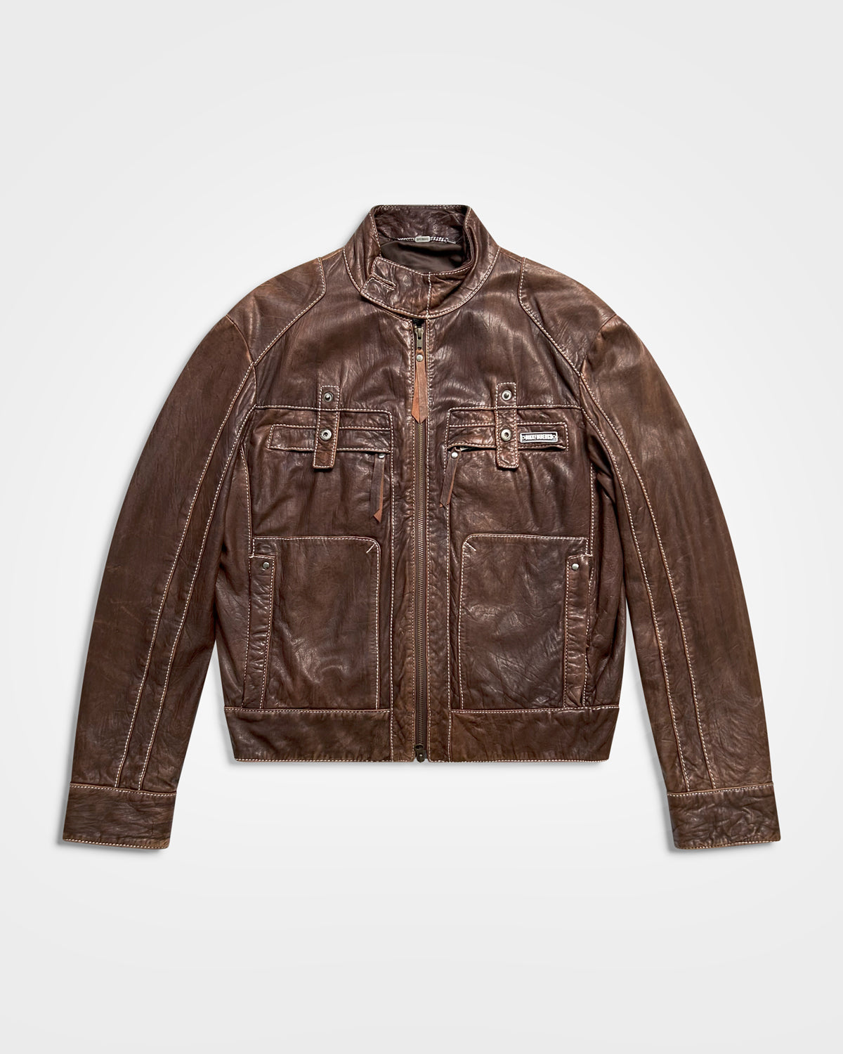 Dirk Bikkembergs, Panelled Leather Moto Jacket