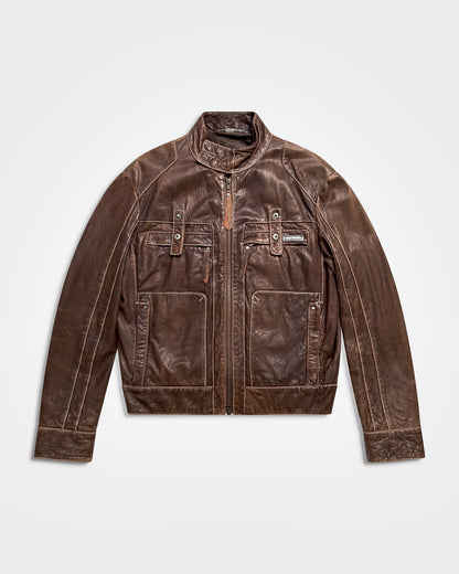 Dirk Bikkembergs, Panelled Leather Moto Jacket