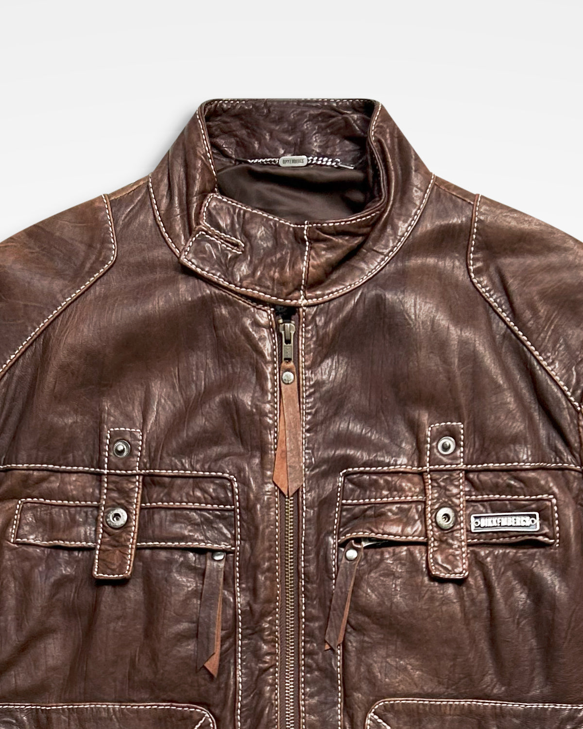 Dirk Bikkembergs, Panelled Leather Moto Jacket