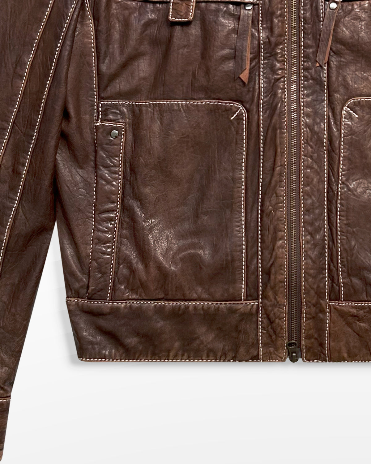 Dirk Bikkembergs, Panelled Leather Moto Jacket