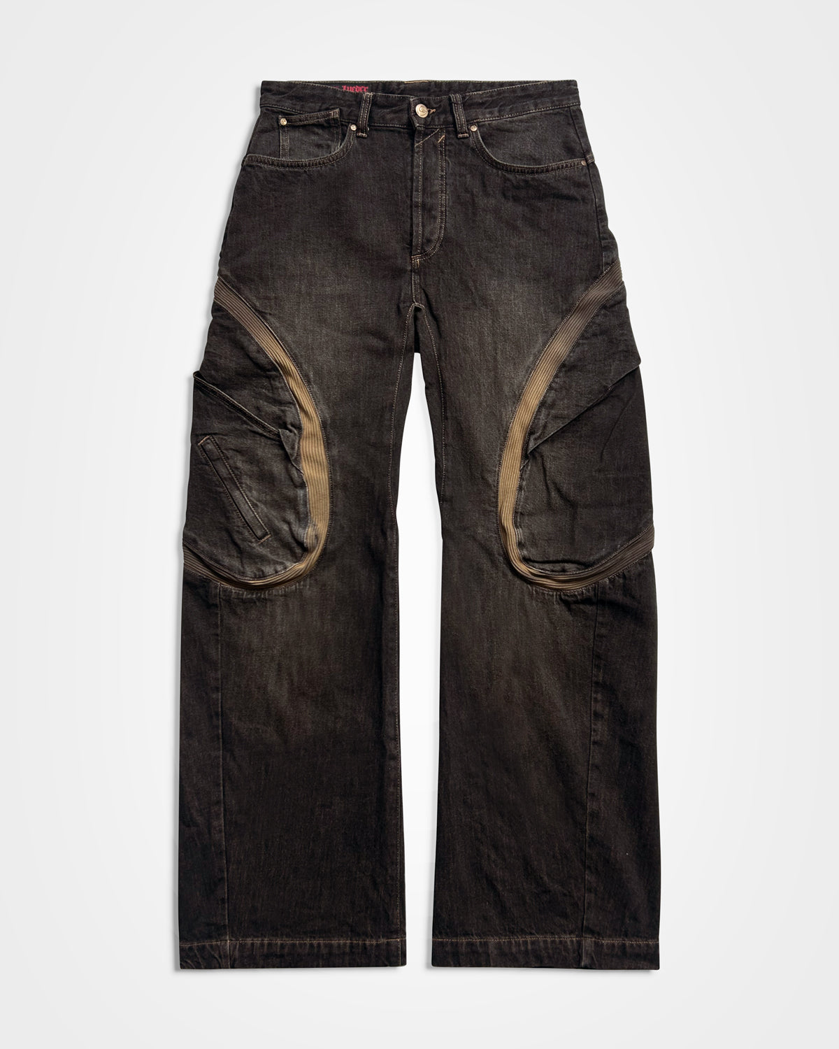 Lueder x Pull and Bear, Faded Brown Ribbed Cargo Jeans