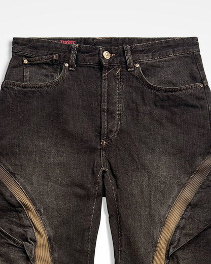 Lueder x Pull and Bear, Faded Brown Ribbed Cargo Jeans