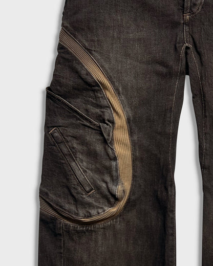 Lueder x Pull and Bear, Faded Brown Ribbed Cargo Jeans