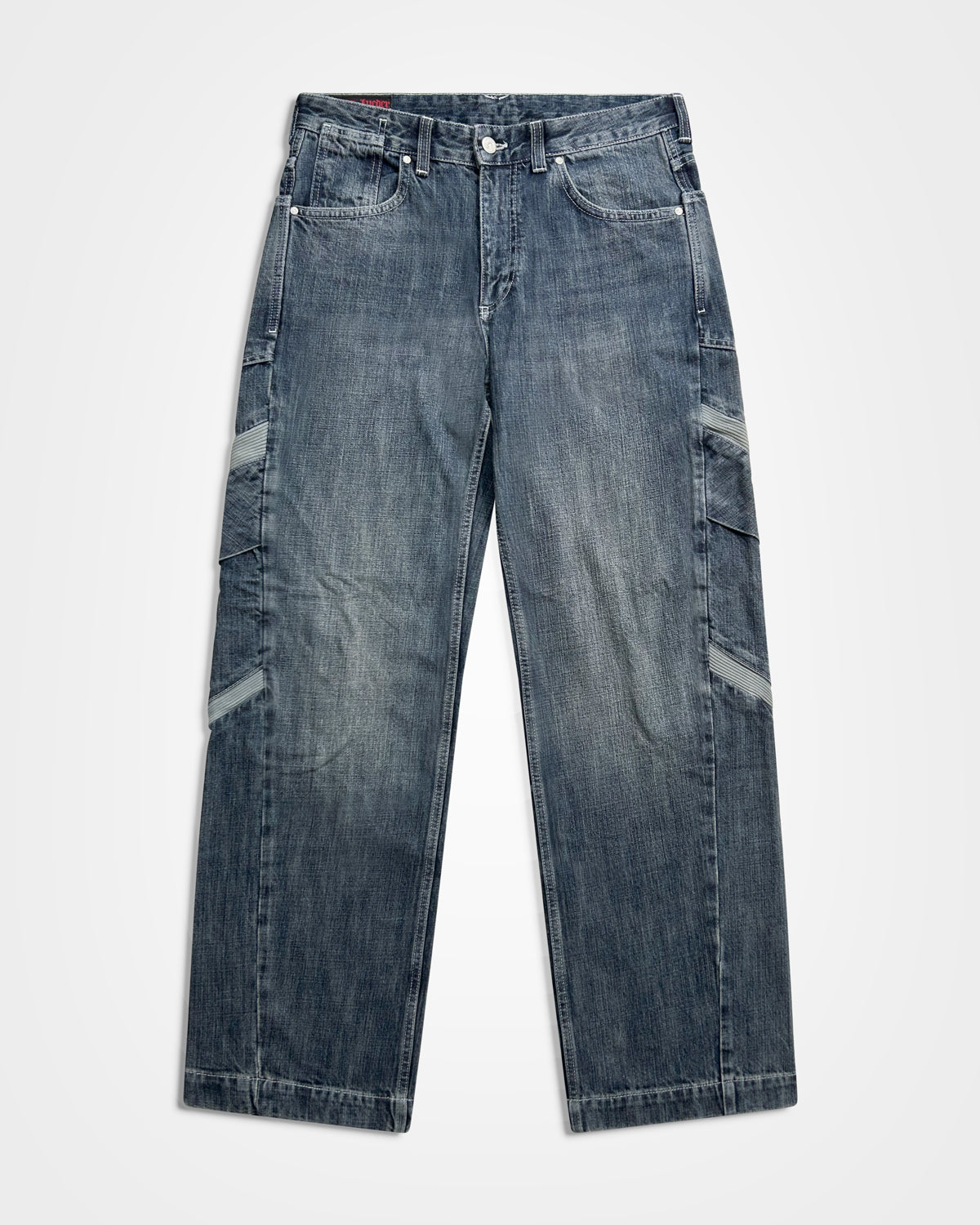 Lueder x Pull and Bear, Mid-Wash Ribbed Cargo Jeans