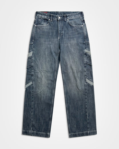Lueder x Pull and Bear, Mid-Wash Ribbed Cargo Jeans