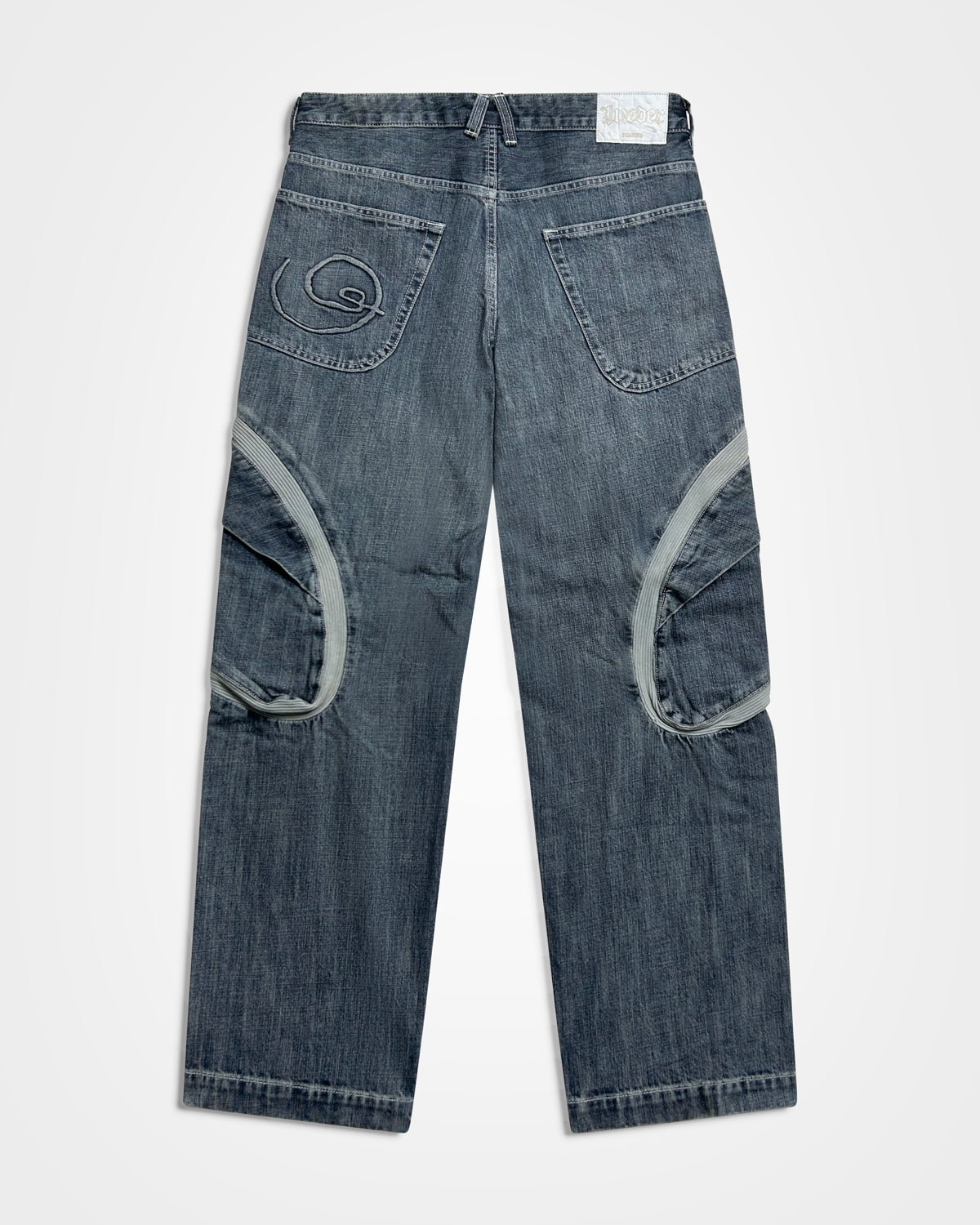 Lueder x Pull and Bear, Mid-Wash Ribbed Cargo Jeans