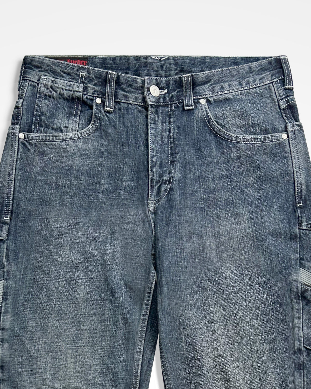 Lueder x Pull and Bear, Mid-Wash Ribbed Cargo Jeans