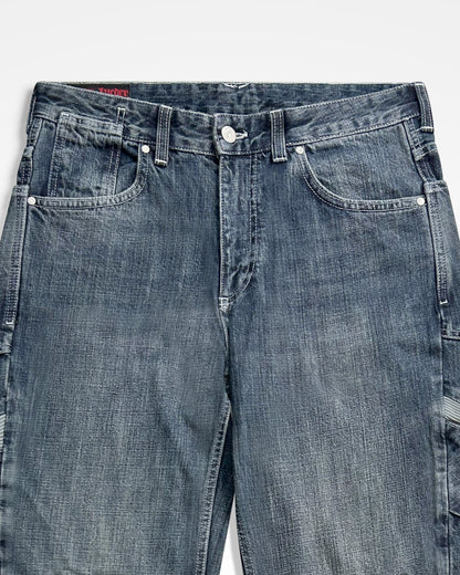 Lueder x Pull and Bear, Mid-Wash Ribbed Cargo Jeans