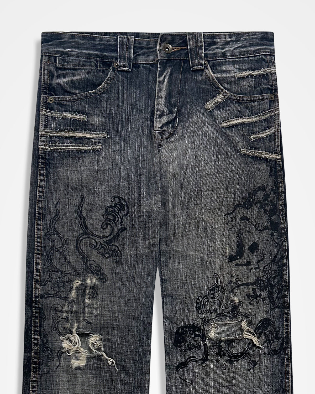 Semantic Design, Tribal Tattoo Printed Jeans