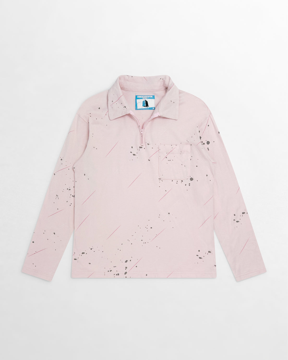 Undercover, SS02 Splattered Zipper Long-Sleeve Polo Top