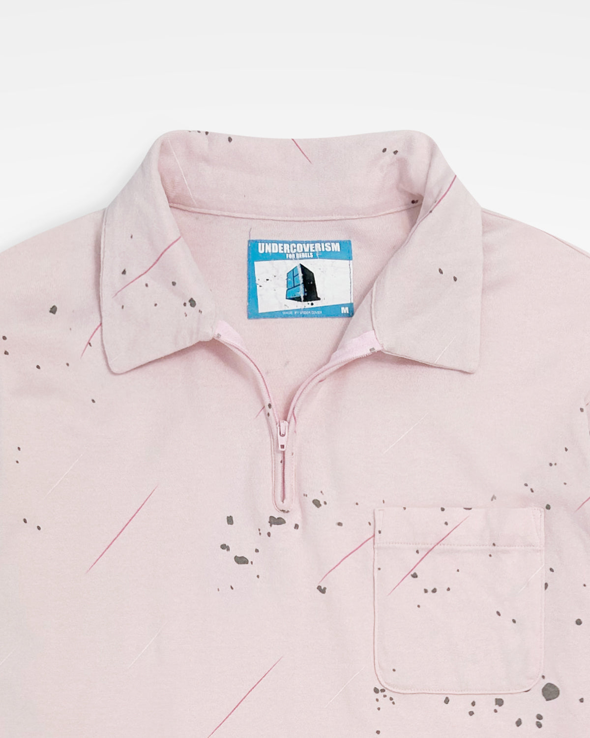 Undercover, SS02 Splattered Zipper Long-Sleeve Polo Top