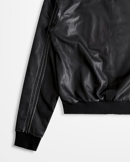 Y3 x Adidas, Chain Stitch Three Stripes Leather Jacket
